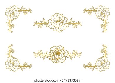 Blooms Greenery Floral Foliage Ornament Corner Text Separator