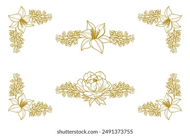 Blooms Greenery Floral Foliage Ornament Corner Text Separator