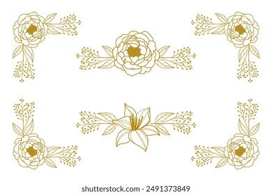 Blooms Greenery Floral Foliage Ornament Corner Text Separator