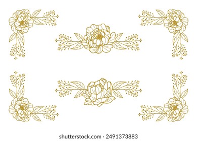 Blooms Greenery Floral Foliage Ornament Corner Text Separator