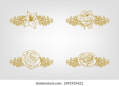 Blooms Greenery Floral Foliage Ornament Corner Text Separator