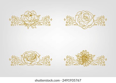 Blooms Greenery Floral Foliage Ornament Corner Text Separator