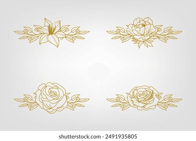Blooms Greenery Floral Foliage Ornament Corner Text Separator