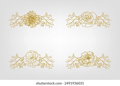 Blooms Greenery Floral Foliage Ornament Corner Text Separator
