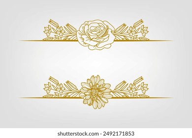 Blooms Greenery Floral Foliage Ornament Corner Text Separator