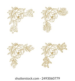 The Blooms Greenery Floral Foliage Ornament Corner Text Separator Elegance Frame for Invitations