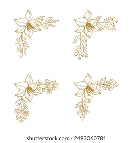 The Blooms Greenery Floral Foliage Ornament Corner Text Separator Elegance Frame for Invitations