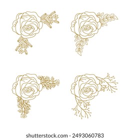 The Blooms Greenery Floral Foliage Ornament Corner Text Separator Elegance Frame for Invitations