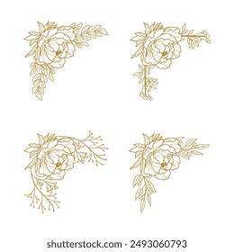 The Blooms Greenery Floral Foliage Ornament Corner Text Separator Elegance Frame for Invitations