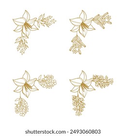 The Blooms Greenery Floral Foliage Ornament Corner Text Separator Elegance Frame for Invitations