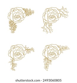 The Blooms Greenery Floral Foliage Ornament Corner Text Separator Elegance Frame for Invitations