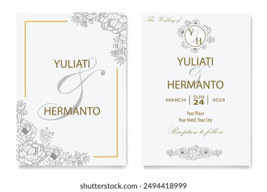 The Blooms Greenery Floral Foliage Ornament Corner Text Separator Elegance Frame for Invitations