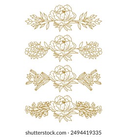 The Blooms Greenery Floral Foliage Ornament Corner Text Separator Elegance Frame for Invitations