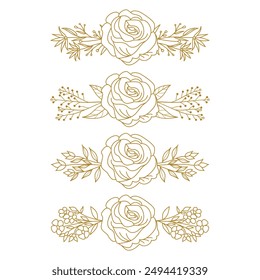 The Blooms Greenery Floral Foliage Ornament Corner Text Separator Elegance Frame for Invitations