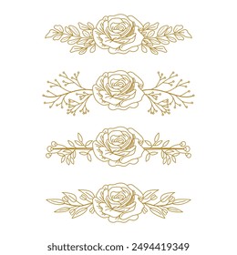 The Blooms Greenery Floral Foliage Ornament Corner Text Separator Elegance Frame for Invitations