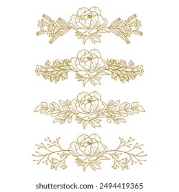 The Blooms Greenery Floral Foliage Ornament Corner Text Separator Elegance Frame for Invitations