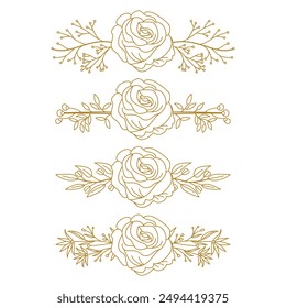 The Blooms Greenery Floral Foliage Ornament Corner Text Separator Elegance Frame for Invitations
