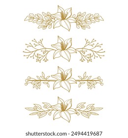 The Blooms Greenery Floral Foliage Ornament Corner Text Separator Elegance Frame for Invitations