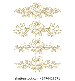 The Blooms Greenery Floral Foliage Ornament Corner Text Separator Elegance Frame for Invitations