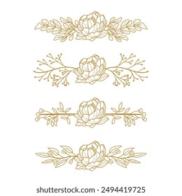 The Blooms Greenery Floral Foliage Ornament Corner Text Separator Elegance Frame for Invitations