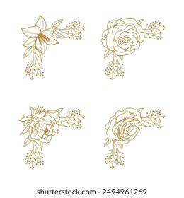 The Blooms Greenery Floral Foliage Ornament Corner Text Separator Elegance Frame for Invitations