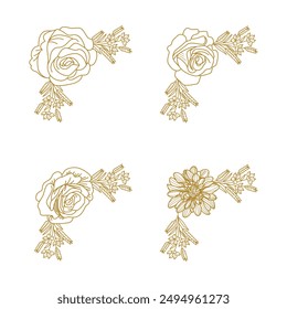 The Blooms Greenery Floral Foliage Ornament Corner Text Separator Elegance Frame for Invitations