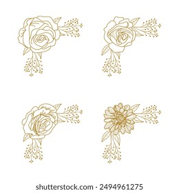 The Blooms Greenery Floral Foliage Ornament Corner Text Separator Elegance Frame for Invitations