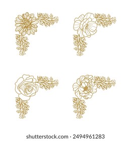 The Blooms Greenery Floral Foliage Ornament Corner Text Separator Elegance Frame for Invitations