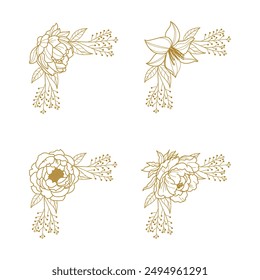 The Blooms Greenery Floral Foliage Ornament Corner Text Separator Elegance Frame for Invitations