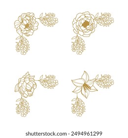 The Blooms Greenery Floral Foliage Ornament Corner Text Separator Elegance Frame for Invitations