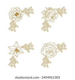 The Blooms Greenery Floral Foliage Ornament Corner Text Separator Elegance Frame for Invitations