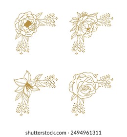 The Blooms Greenery Floral Foliage Ornament Corner Text Separator Elegance Frame for Invitations
