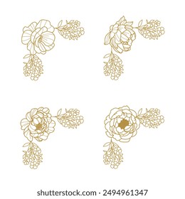 The Blooms Greenery Floral Foliage Ornament Corner Text Separator Elegance Frame for Invitations
