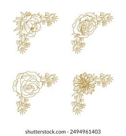 The Blooms Greenery Floral Foliage Ornament Corner Text Separator Elegance Frame for Invitations