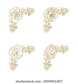 The Blooms Greenery Floral Foliage Ornament Corner Text Separator Elegance Frame for Invitations