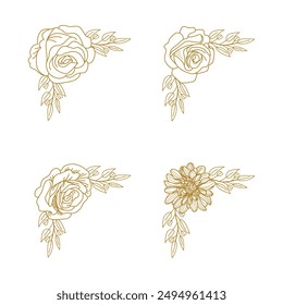 The Blooms Greenery Floral Foliage Ornament Corner Text Separator Elegance Frame for Invitations