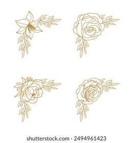 The Blooms Greenery Floral Foliage Ornament Corner Text Separator Elegance Frame for Invitations