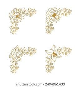 The Blooms Greenery Floral Foliage Ornament Corner Text Separator Elegance Frame for Invitations