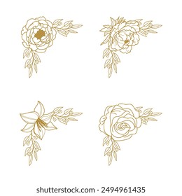The Blooms Greenery Floral Foliage Ornament Corner Text Separator Elegance Frame for Invitations