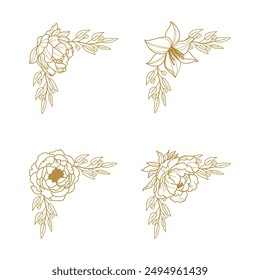 The Blooms Greenery Floral Foliage Ornament Corner Text Separator Elegance Frame for Invitations