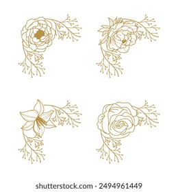 The Blooms Greenery Floral Foliage Ornament Corner Text Separator Elegance Frame for Invitations