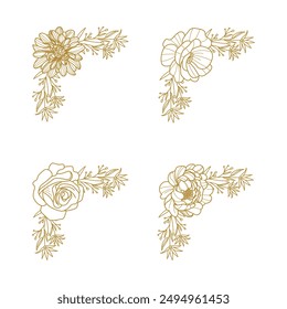 The Blooms Greenery Floral Foliage Ornament Corner Text Separator Elegance Frame for Invitations