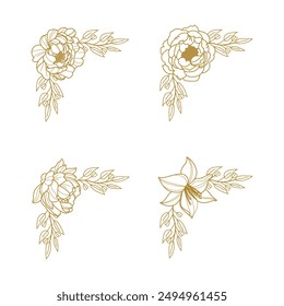 The Blooms Greenery Floral Foliage Ornament Corner Text Separator Elegance Frame for Invitations