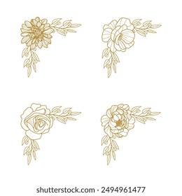 The Blooms Greenery Floral Foliage Ornament Corner Text Separator Elegance Frame for Invitations