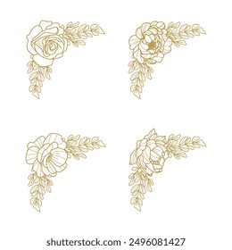 The Blooms Greenery Floral Foliage Ornament Corner Text Separator Elegance Frame for Invitations