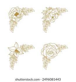 The Blooms Greenery Floral Foliage Ornament Corner Text Separator Elegance Frame for Invitations