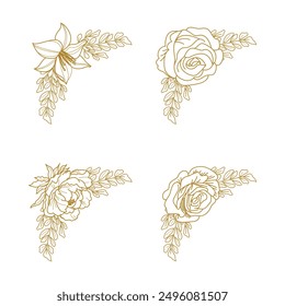 The Blooms Greenery Floral Foliage Ornament Corner Text Separator Elegance Frame for Invitations