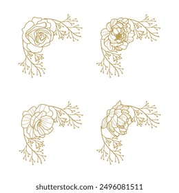 The Blooms Greenery Floral Foliage Ornament Corner Text Separator Elegance Frame for Invitations