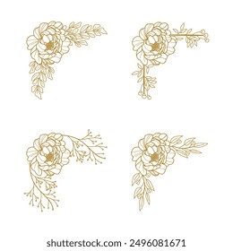 The Blooms Greenery Floral Foliage Ornament Corner Text Separator Elegance Frame for Invitations