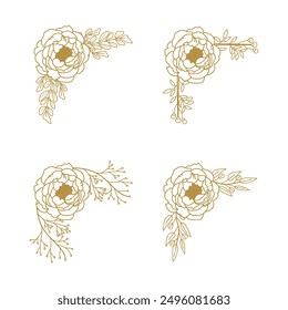 The Blooms Greenery Floral Foliage Ornament Corner Text Separator Elegance Frame for Invitations